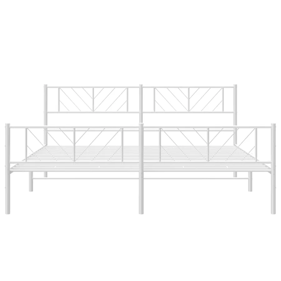 Cadre de lit métal sans matelas et pied de lit blanc 183x213 cm - 5