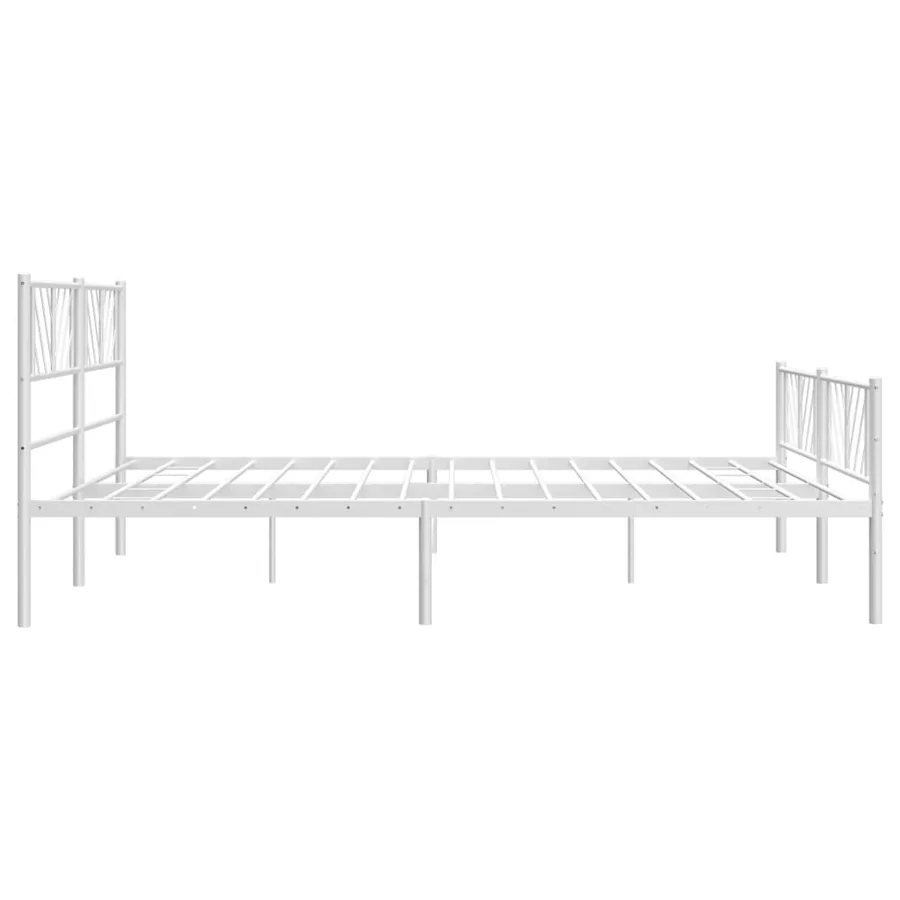 Cadre de lit métal sans matelas et pied de lit blanc 183x213 cm - 6