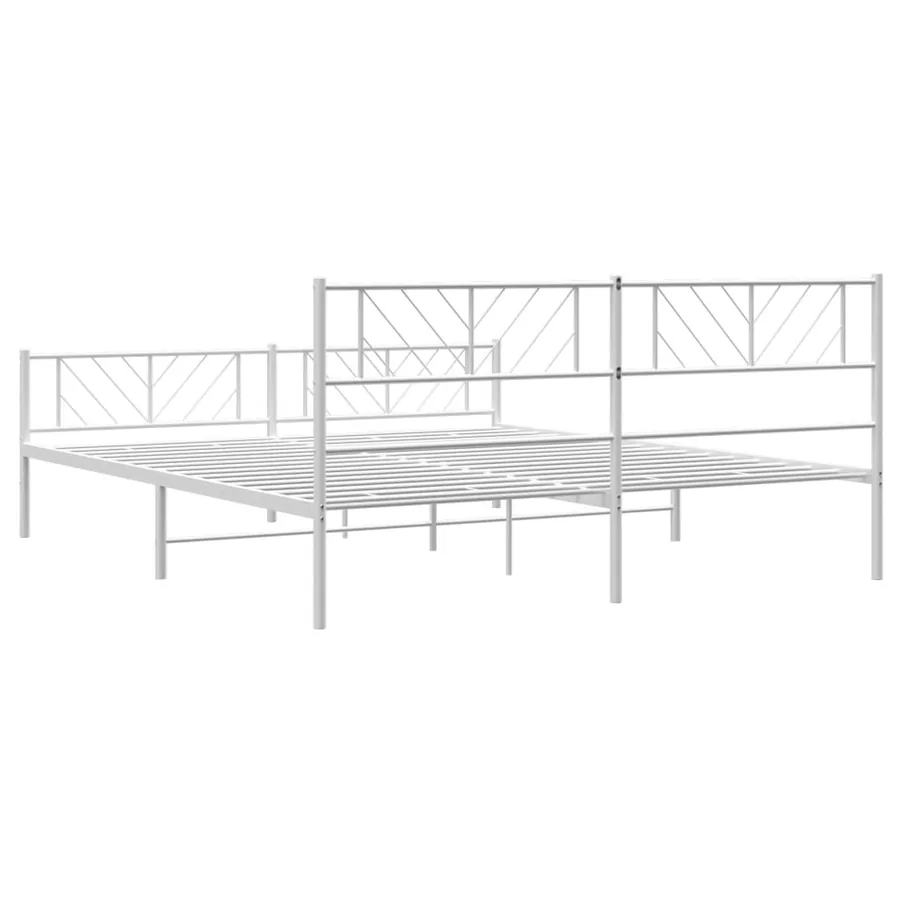 Cadre de lit métal sans matelas et pied de lit blanc 183x213 cm - 7