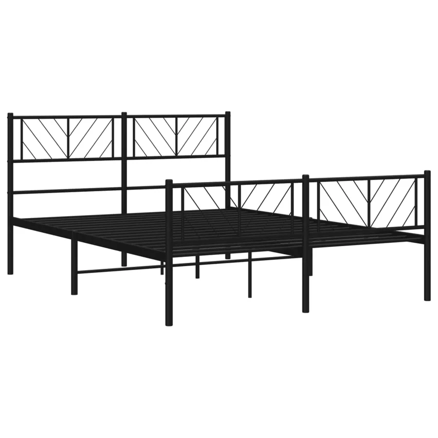 Cadre de lit métal sans matelas avec pied de lit noir 120x200cm - 4