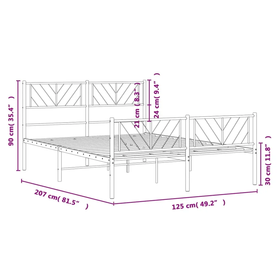 Cadre de lit métal sans matelas avec pied de lit noir 120x200cm - 9