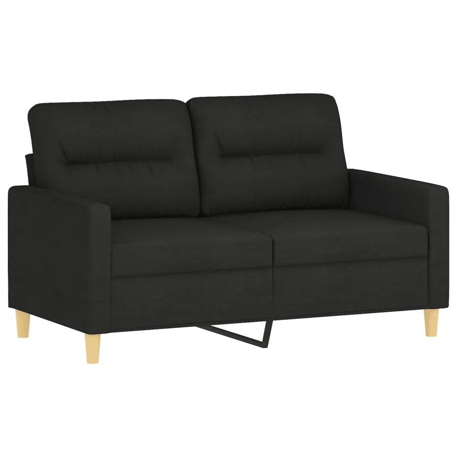 Ensemble de canapés 2 pcs avec coussins noir tissu - 3