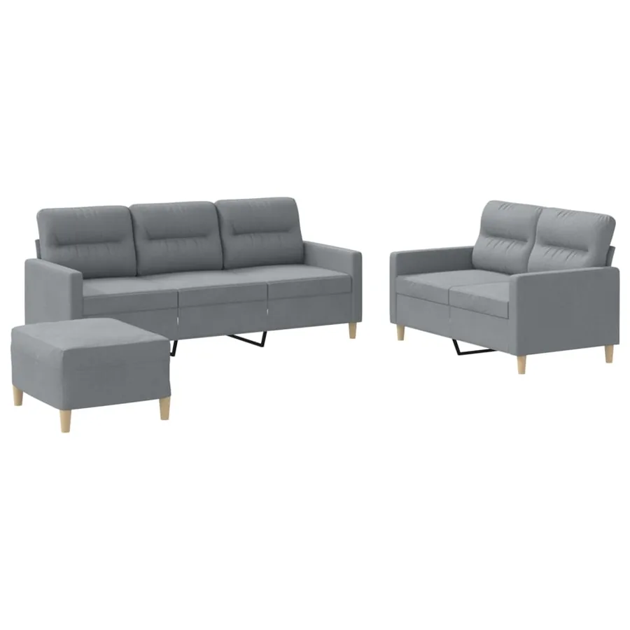 Ensemble de canapés 3 pcs avec coussins Gris clair Tissu - 2