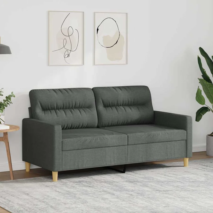 Canapé à 2 places Gris foncé 140 cm Tissu