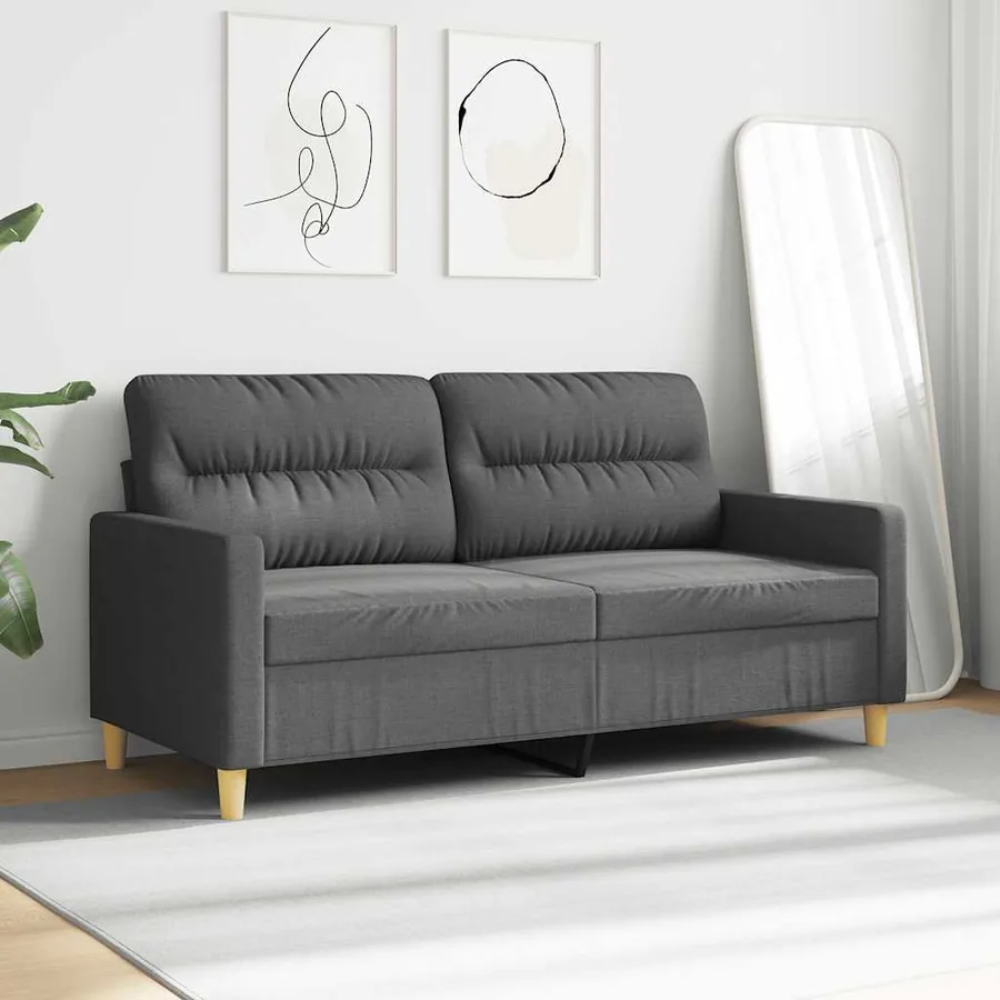 Canapé à 2 places Gris foncé 140 cm Tissu - 3