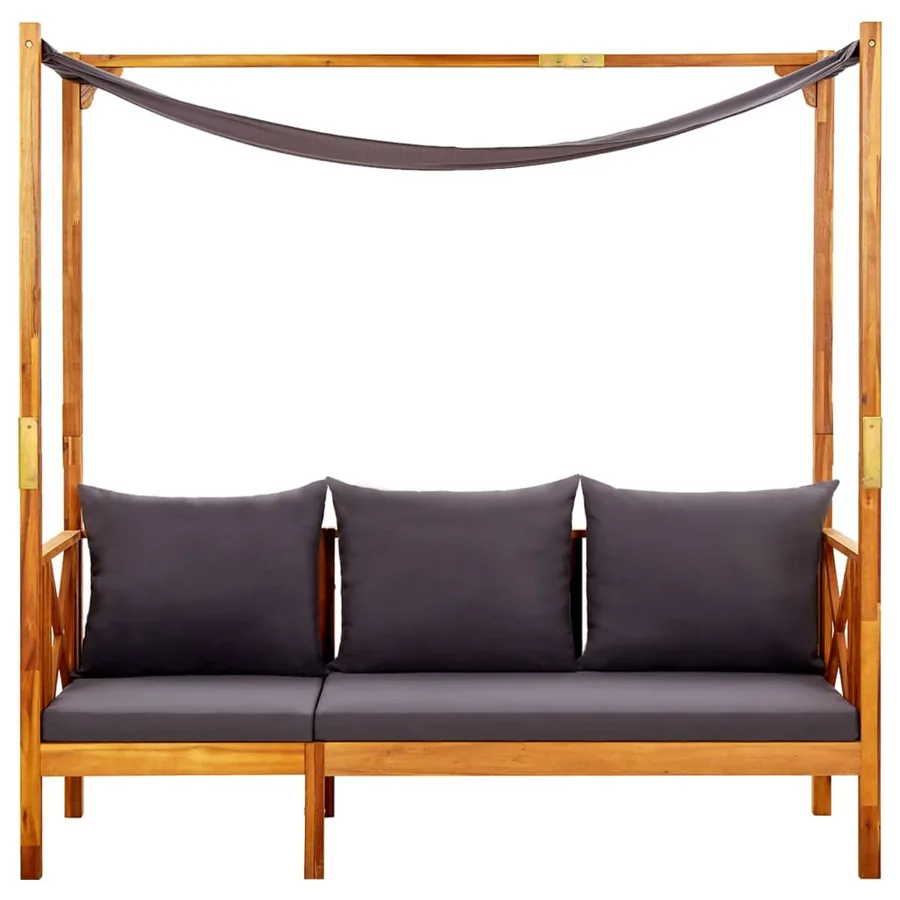 Banc de jardin avec auvent Bois d'acacia solide - 2