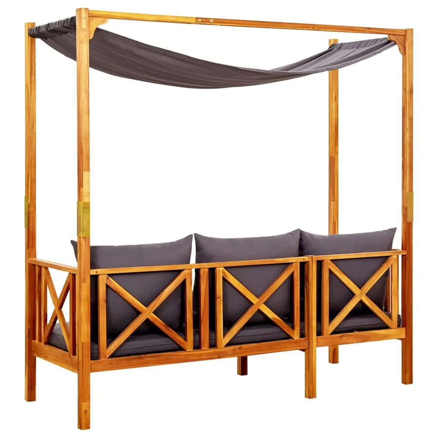 Banc de jardin avec auvent Bois d'acacia solide - 4