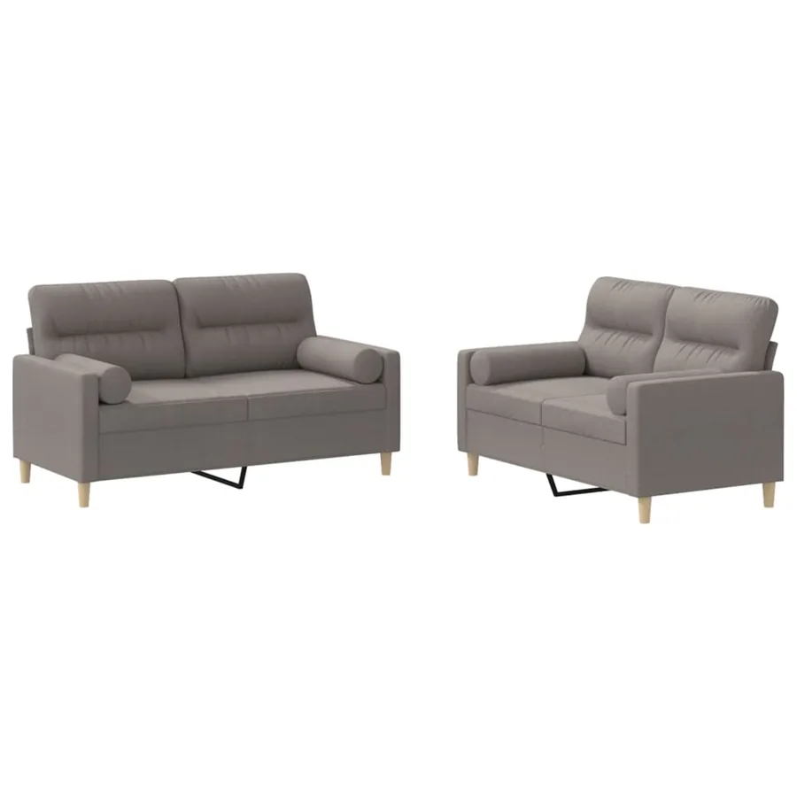 Ensemble de canapés 2 pcs avec coussins taupe tissu - 2