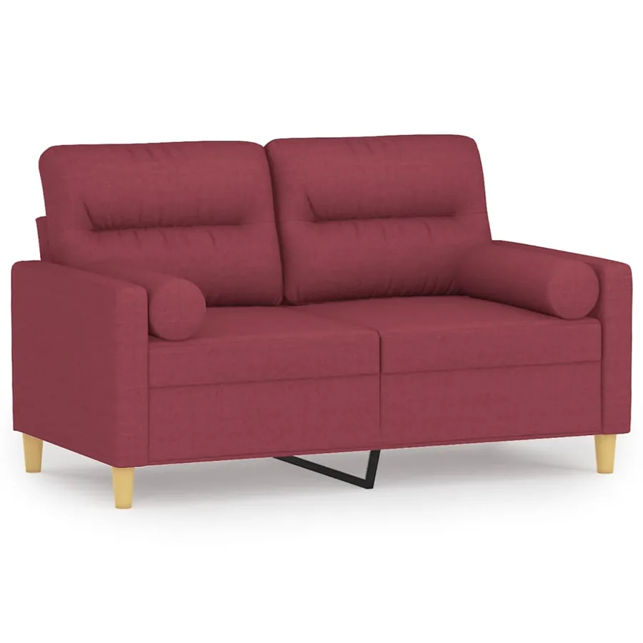 Canapé 2 places avec oreillers bordeaux 120 cm tissu - 2