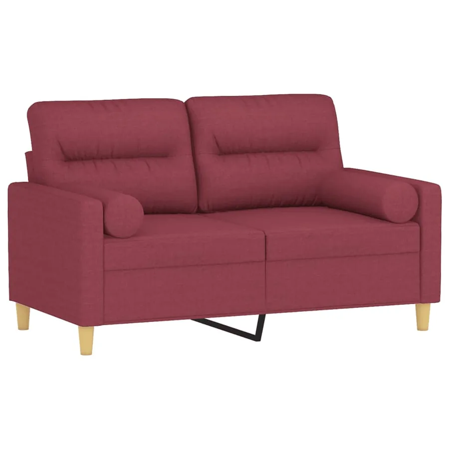 Canapé 2 places avec oreillers bordeaux 120 cm tissu - 3
