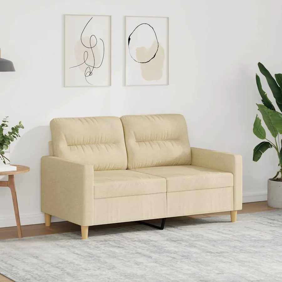 Canapé à 2 places Crème 120 cm Tissu