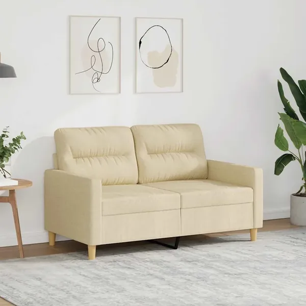 Canapé à 2 places Crème 120 cm Tissu