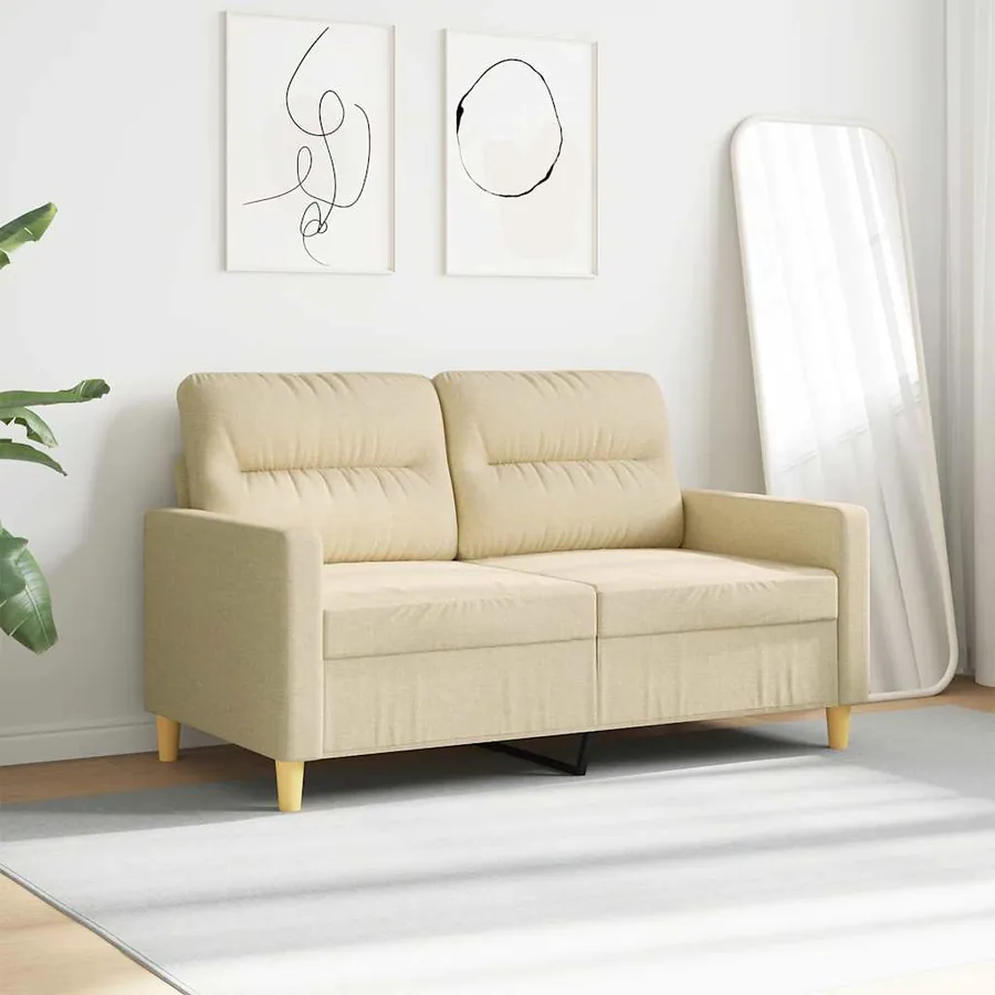 Canapé à 2 places Crème 120 cm Tissu - 3