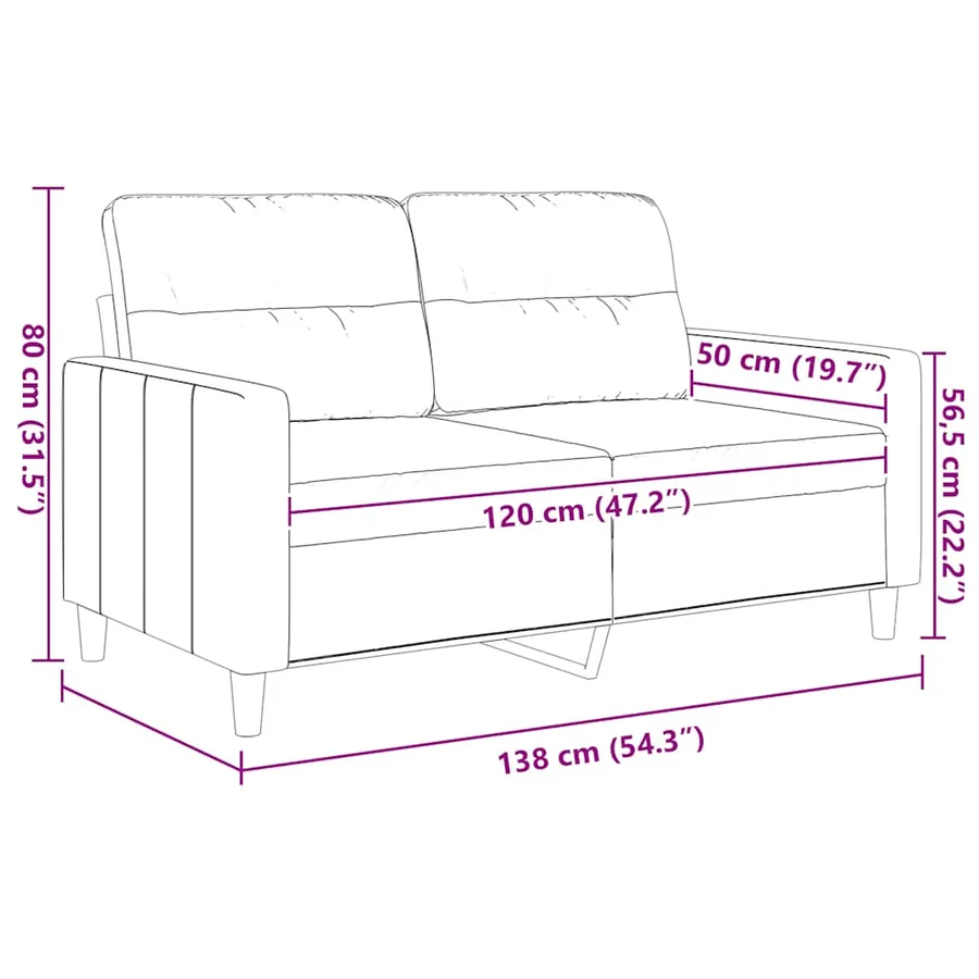Canapé à 2 places Crème 120 cm Tissu - 9