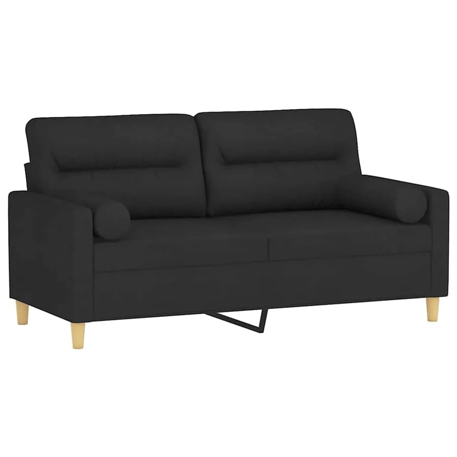 Canapé 2 places avec oreillers décoratifs noir 140 cm tissu - 3