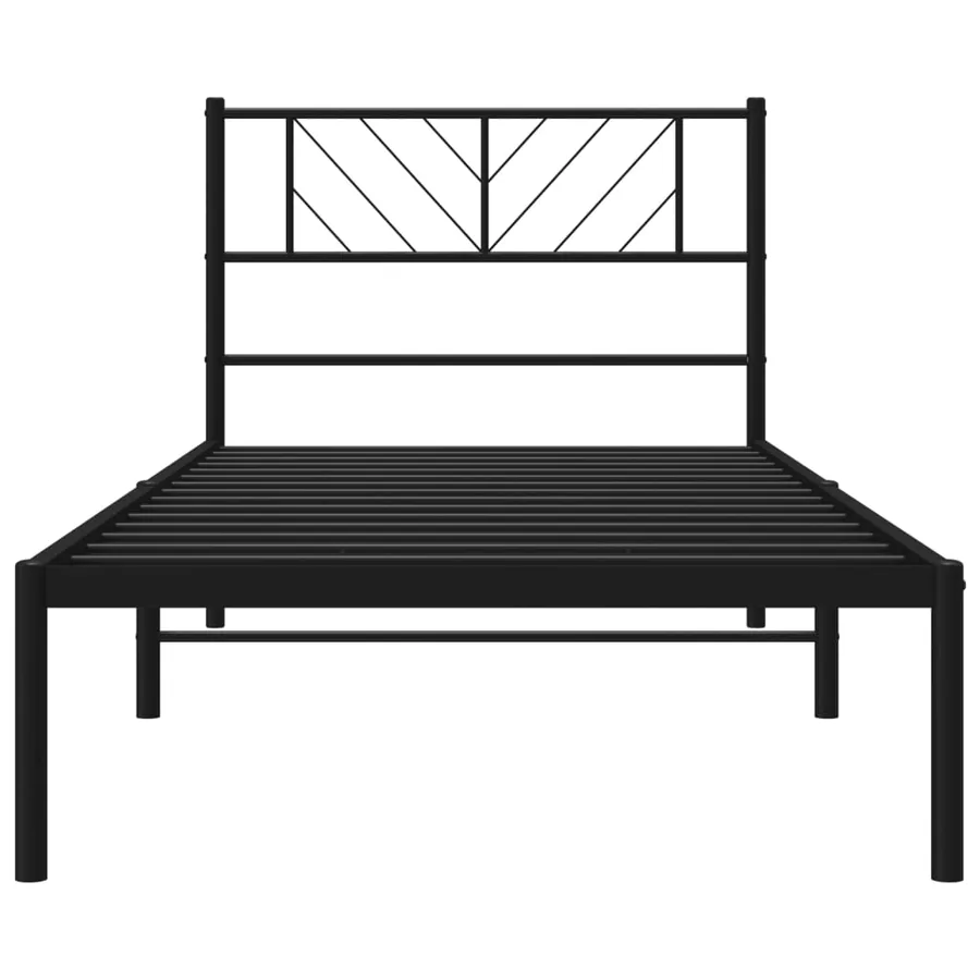 Cadre de lit métal sans matelas avec tête de lit noir 75x190 cm - 5