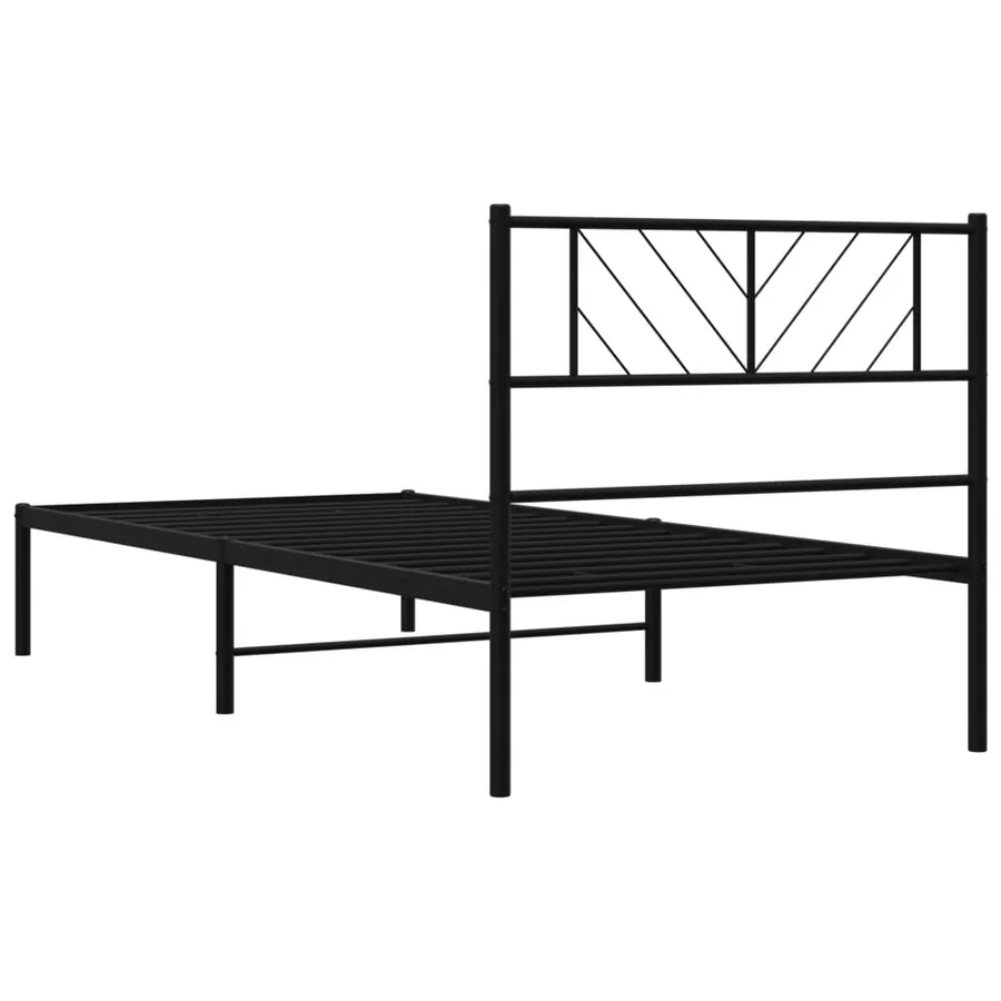 Cadre de lit métal sans matelas avec tête de lit noir 75x190 cm - 7