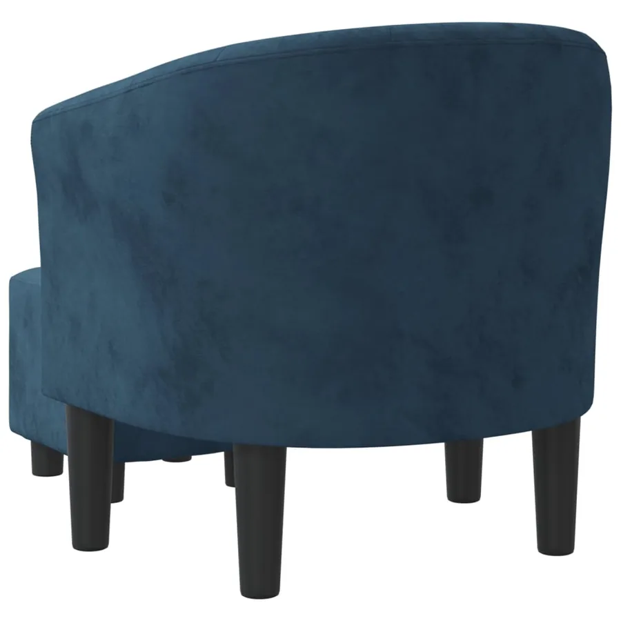 Fauteuil avec repose-pied bleu foncé velours - 5