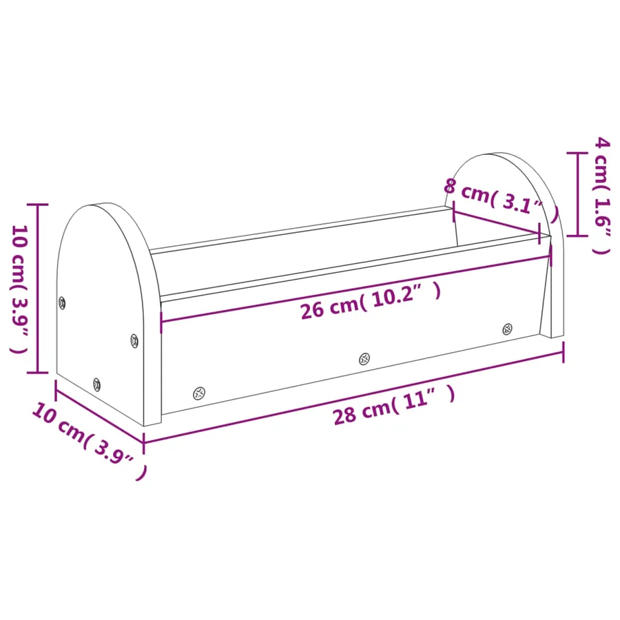 Mangeoire à foin pour lapins 28x10x10 cm bois massif de sapin - 7