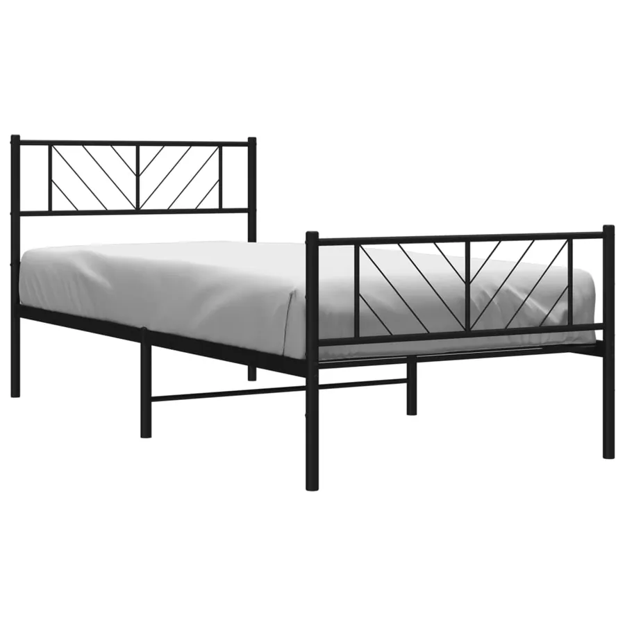 Cadre de lit métal sans matelas avec pied de lit noir 80x200 cm - 3