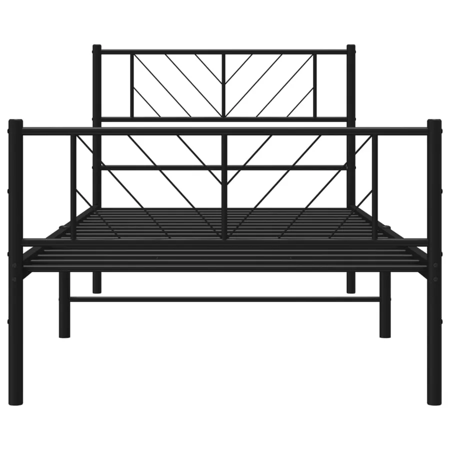 Cadre de lit métal sans matelas avec pied de lit noir 80x200 cm - 5