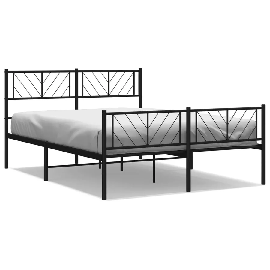 Cadre de lit métal sans matelas avec pied de lit noir 140x190cm - 2