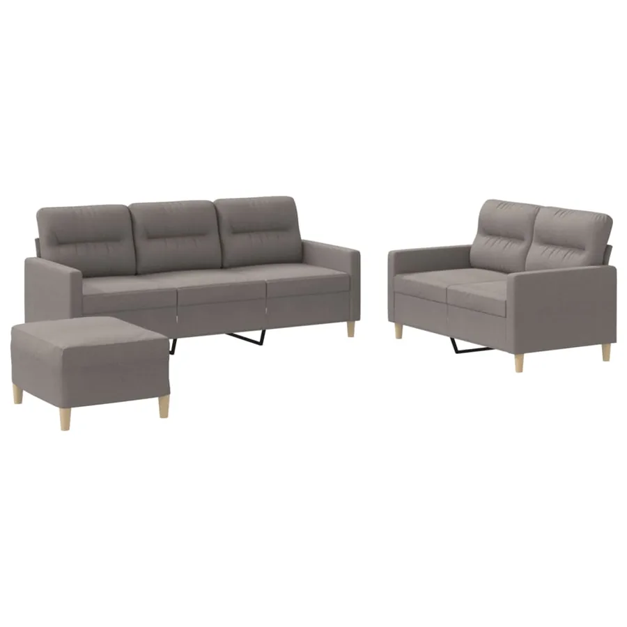 Ensemble de canapés 3 pcs avec coussins Taupe Tissu - 2