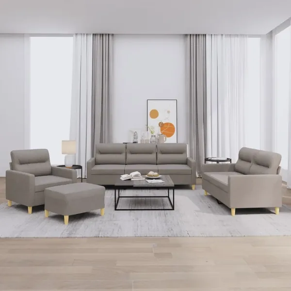 Ensemble de canapés 4 pcs avec coussins Taupe Tissu