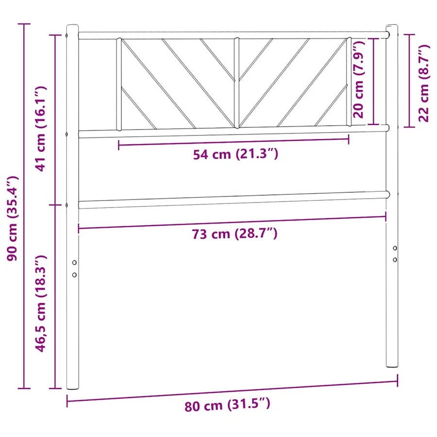 Tête de lit de remplacement métal noir 75 cm - 6