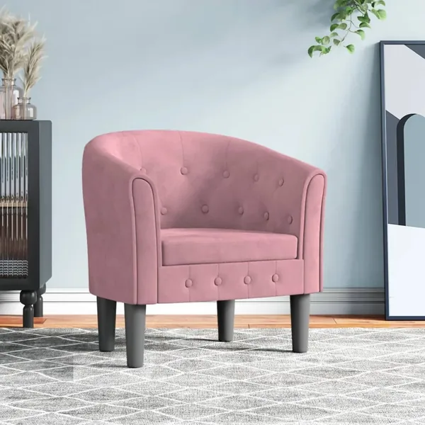 Fauteuil rose velours
