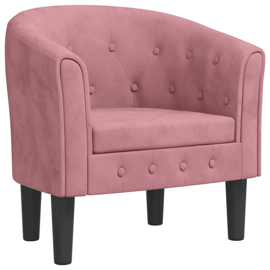 Fauteuil rose velours - 2