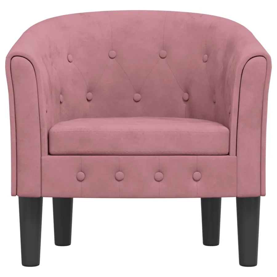 Fauteuil rose velours - 3
