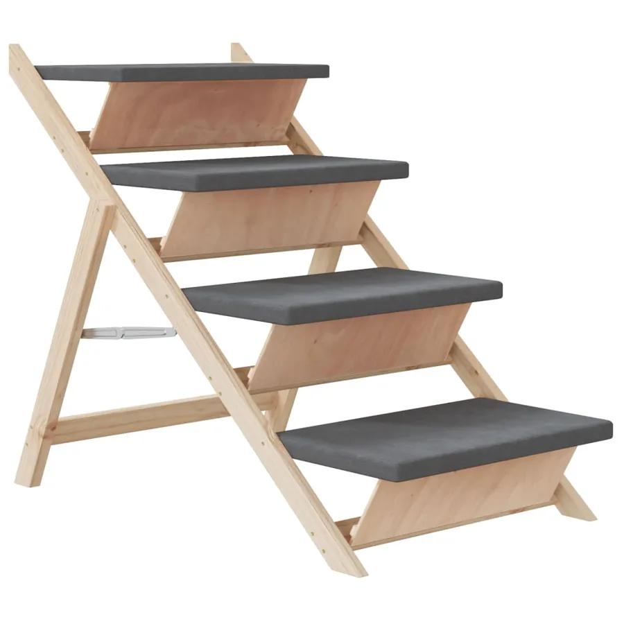 Escalier pour chiens gris 105x47 cm bois de sapin solide - 2