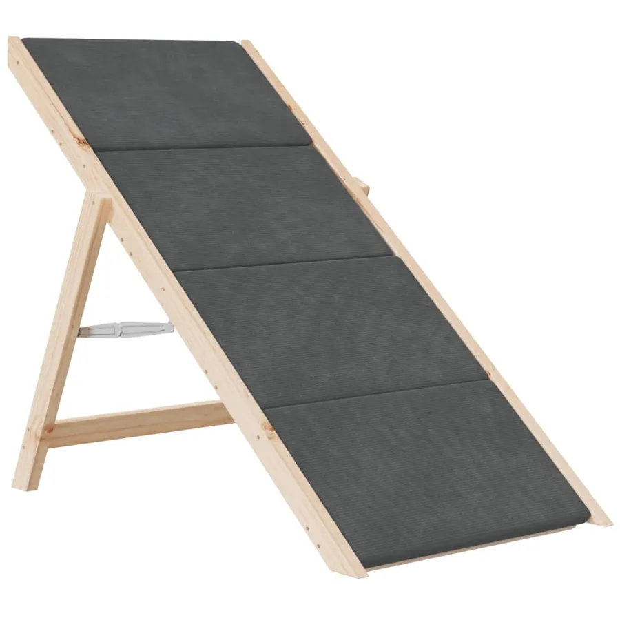 Escalier pour chiens gris 105x47 cm bois de sapin solide - 4