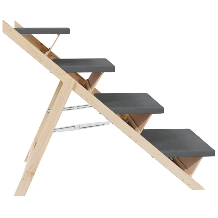 Escalier pour chiens gris 105x47 cm bois de sapin solide - 6