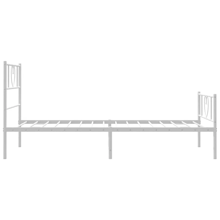 Cadre de lit métal sans matelas et pied de lit blanc 100x190 cm - 7