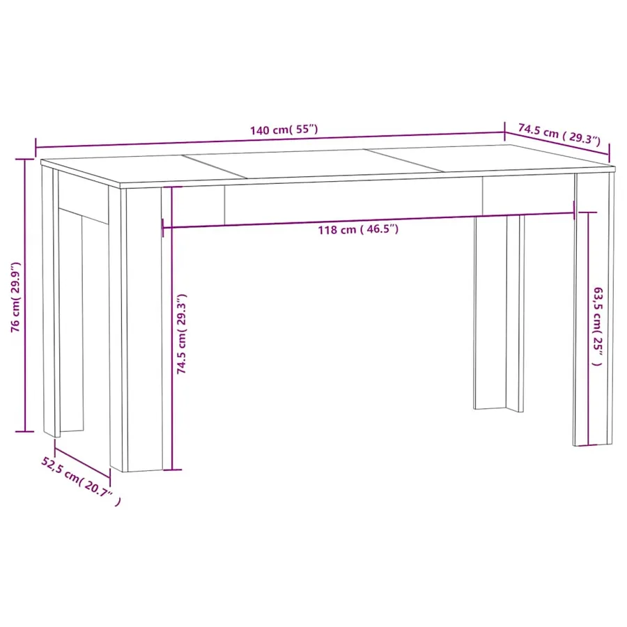 Table à manger chêne fumé 140x74,5x76 cm bois d'ingénierie - 9