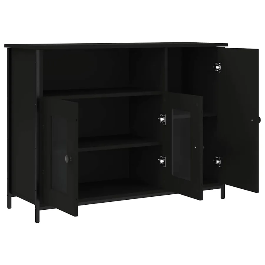 Buffet noir 100x35x75 cm bois d'ingénierie - 5