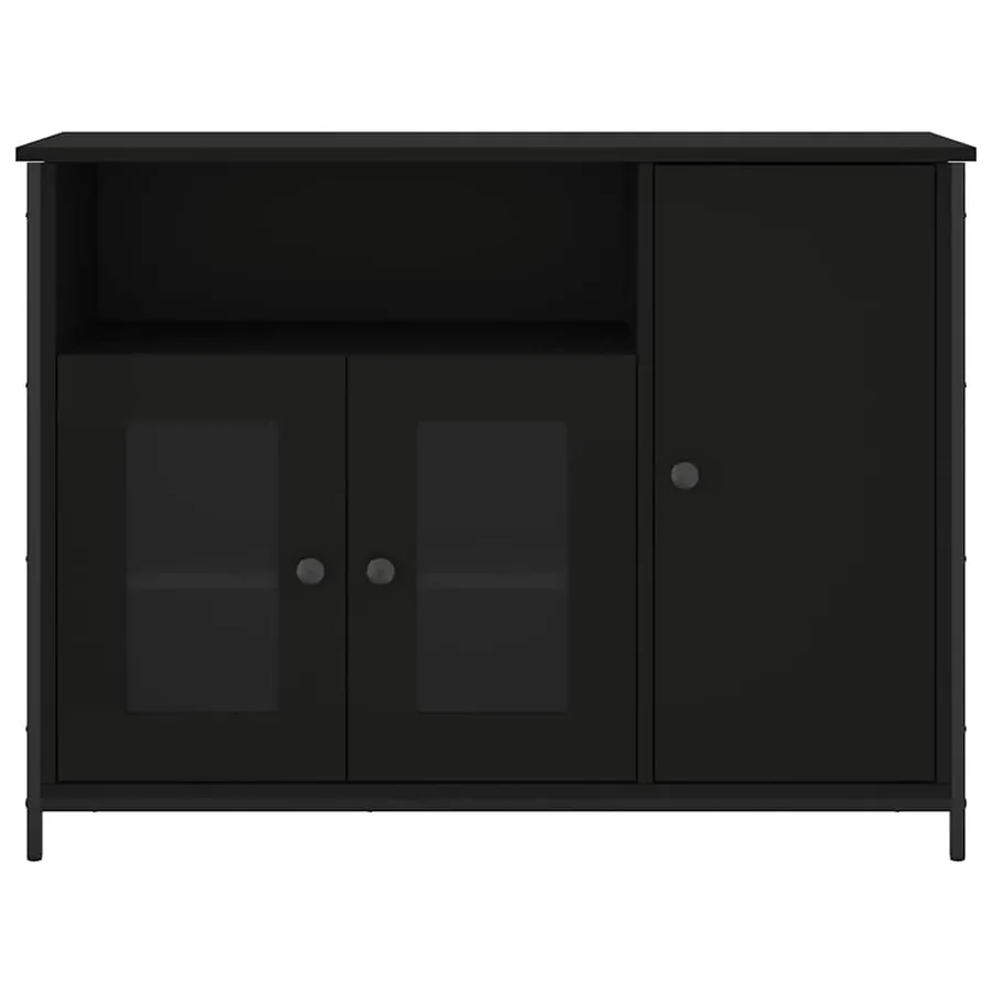 Buffet noir 100x35x75 cm bois d'ingénierie - 6