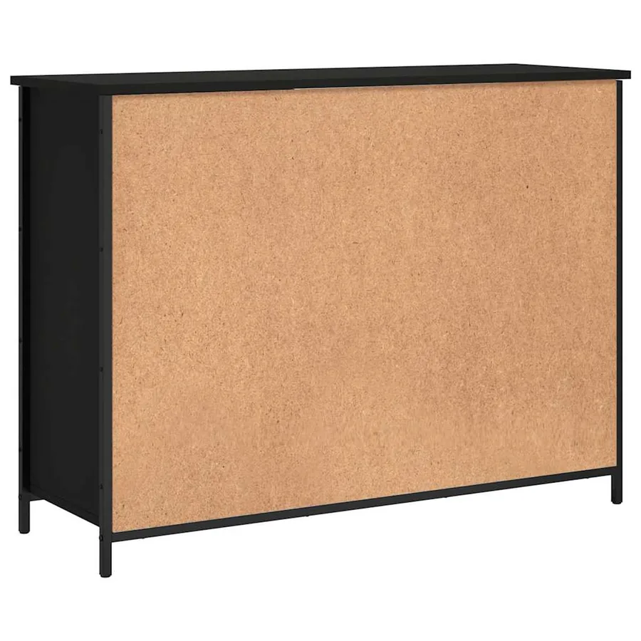 Buffet noir 100x35x75 cm bois d'ingénierie - 8