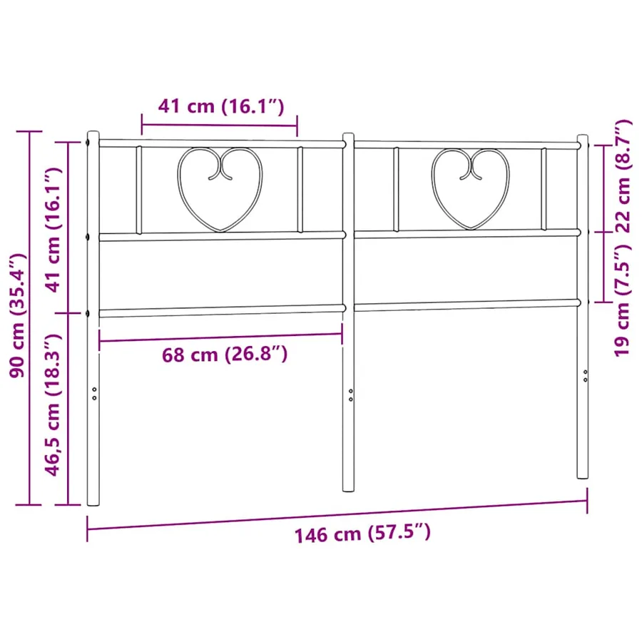 Tête de lit de remplacement métal noir 140 cm - 7