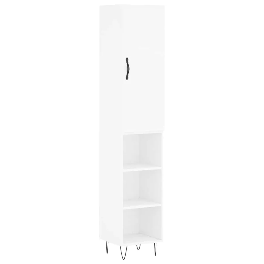 Buffet haut Blanc 34,5x34x180 cm Bois d'ingénierie - 2