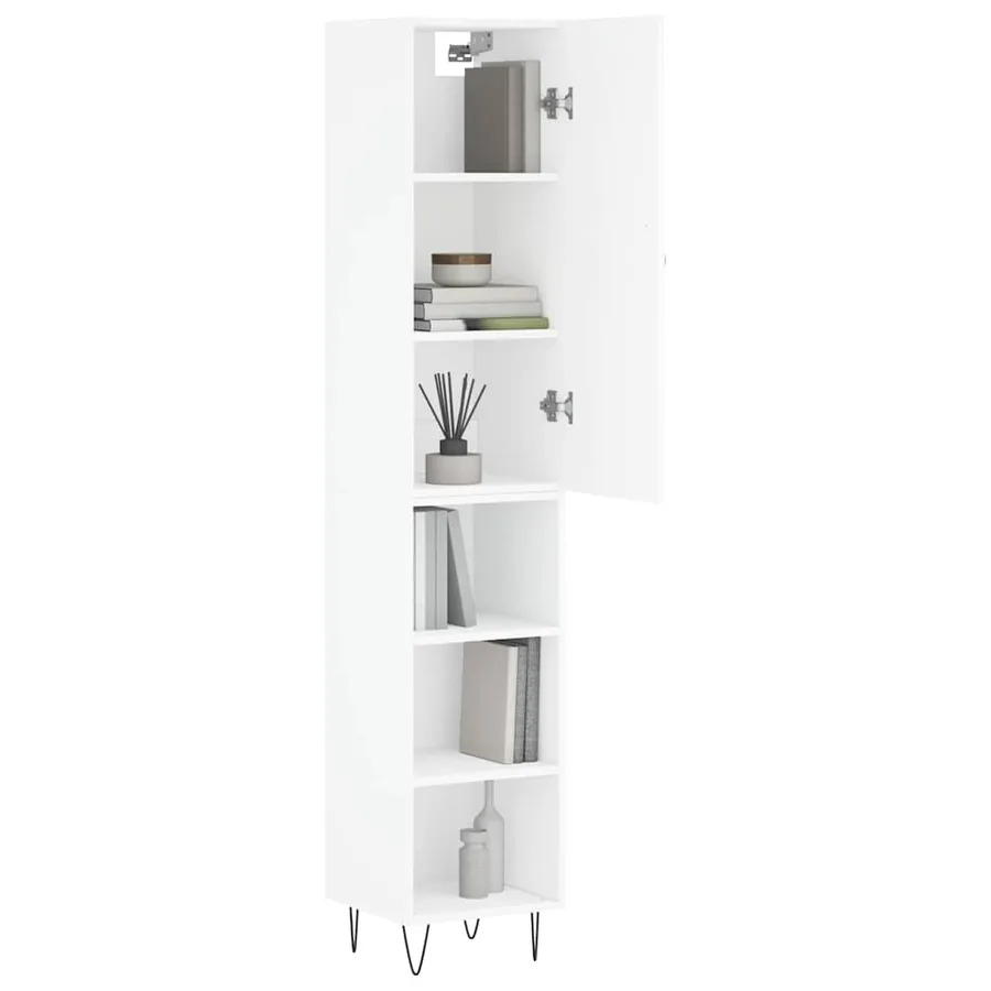 Buffet haut Blanc 34,5x34x180 cm Bois d'ingénierie - 3