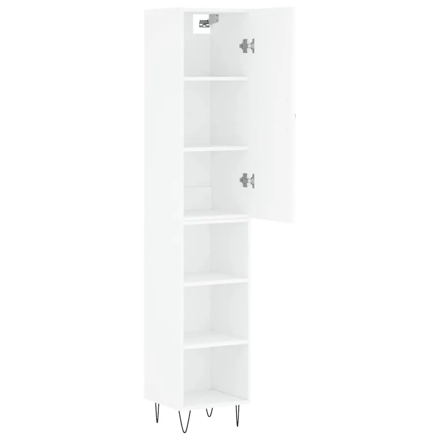 Buffet haut Blanc 34,5x34x180 cm Bois d'ingénierie - 4