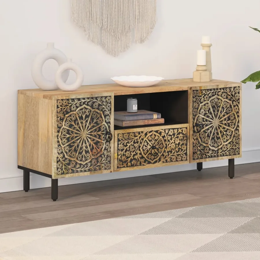 Meuble TV 105x33x46 cm Bois massif de manguier - 3