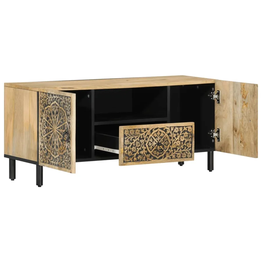 Meuble TV 105x33x46 cm Bois massif de manguier - 4