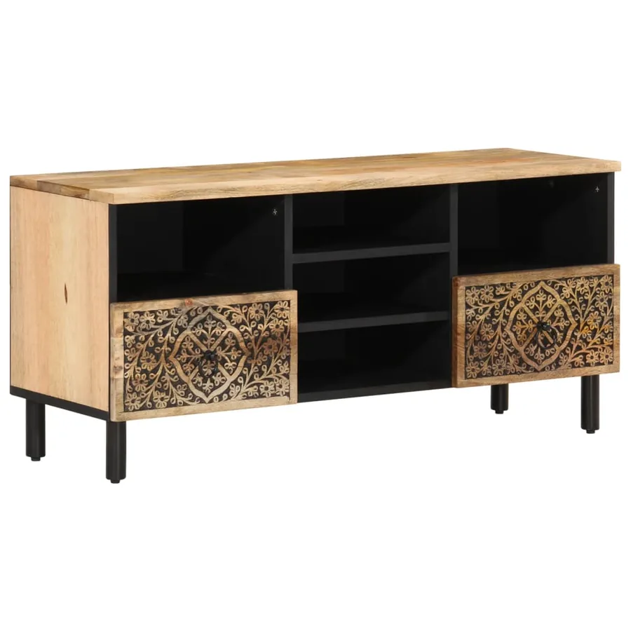 Meuble TV 100x33x46 cm bois massif de manguier - 2
