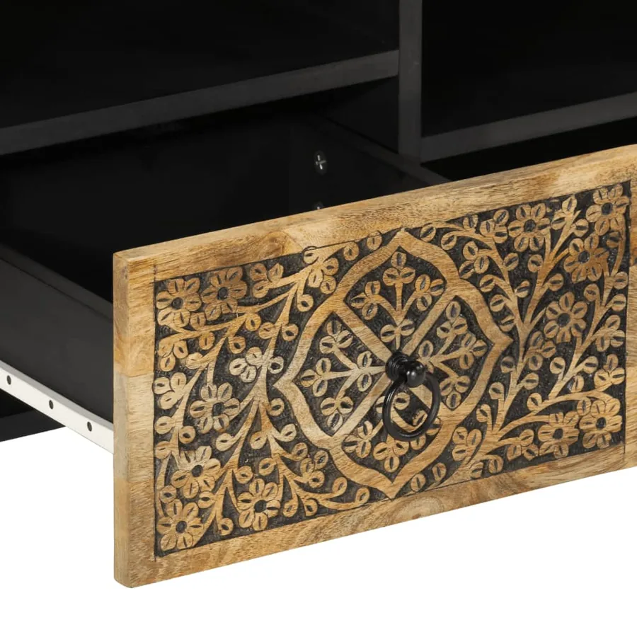 Meuble TV 100x33x46 cm bois massif de manguier - 9