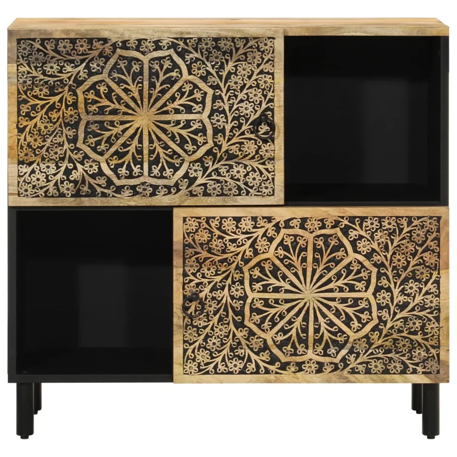 Armoire latérale 80x33x75 cm bois massif de manguier - 5
