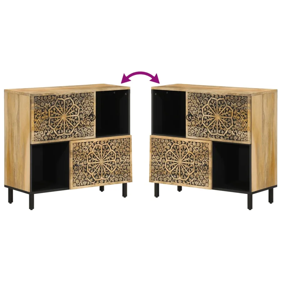 Armoire latérale 80x33x75 cm bois massif de manguier - 8